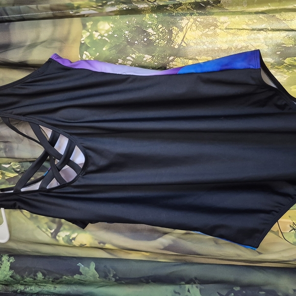 Vibrant Blue and Purple Women's One Piece Swimsuit - Picture 2 of 2